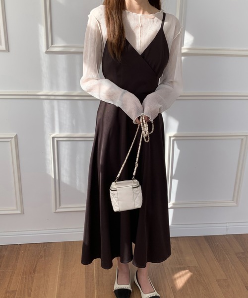 ECLIN（エクラン）の「バックリボンAラインフレアワンピース（ワンピース・レディース・ダークグリーン/ダークブラウン/ベージュ/カーキ/ブラック/モカ・S/M/L）」の21枚目の写真