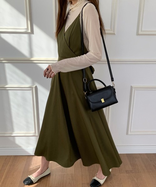 ECLIN（エクラン）の「バックリボンAラインフレアワンピース（ワンピース・レディース・ダークグリーン/ダークブラウン/ベージュ/カーキ/ブラック/モカ・S/M/L）」の20枚目の写真