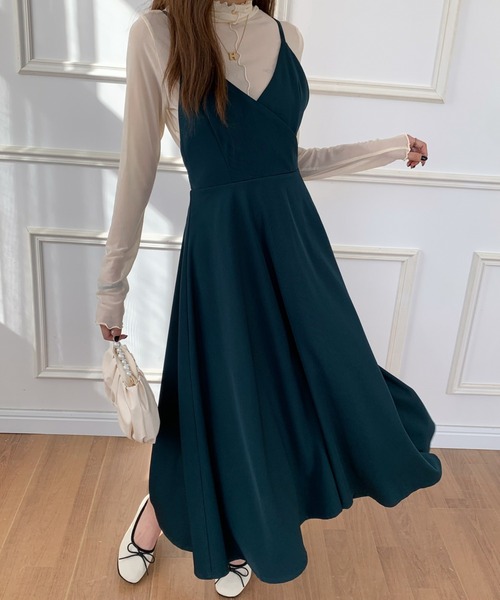 ECLIN（エクラン）の「バックリボンAラインフレアワンピース（ワンピース・レディース・ダークグリーン/ダークブラウン/ベージュ/カーキ/ブラック/モカ・S/M/L）」の9枚目の写真