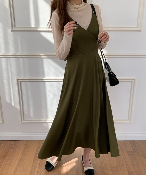 ECLIN（エクラン）の「バックリボンAラインフレアワンピース（ワンピース・レディース・ダークグリーン/ダークブラウン/ベージュ/カーキ/ブラック/モカ・S/M/L）」の8枚目の写真