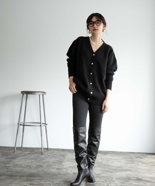 fifth（フィフス）の「金ボタンハイゲージニットカーディガン（カーディガン/ボレロ・レディース・モカ/オフホワイト/ブラック・S/M）」の16枚目の写真