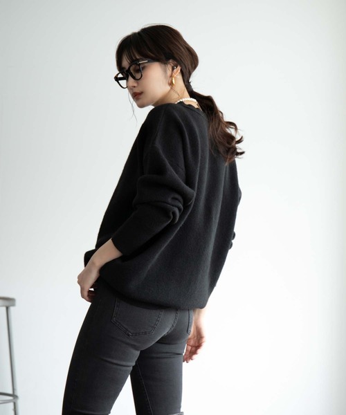 fifth（フィフス）の「金ボタンハイゲージニットカーディガン（カーディガン/ボレロ・レディース・モカ/オフホワイト/ブラック・S/M）」の8枚目の写真