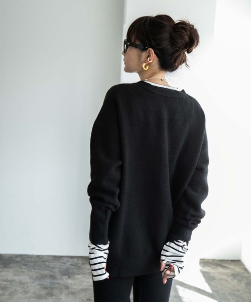 fifth（フィフス）の「金ボタンハイゲージニットカーディガン（カーディガン/ボレロ・レディース・モカ/オフホワイト/ブラック・S/M）」の6枚目の写真