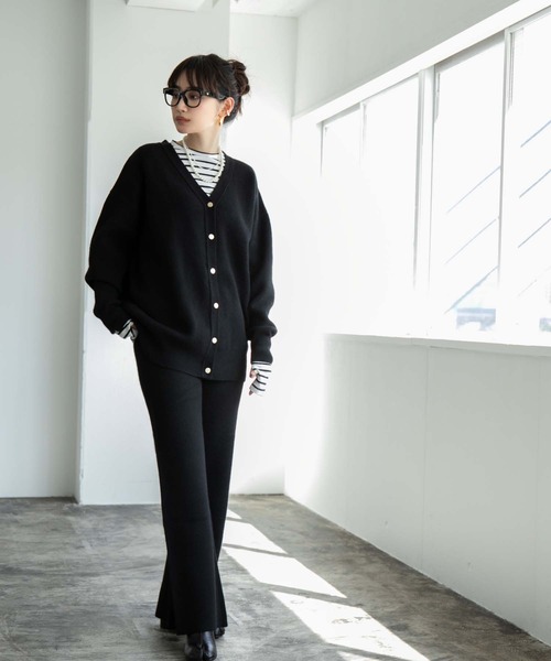 fifth（フィフス）の「金ボタンハイゲージニットカーディガン（カーディガン/ボレロ・レディース・モカ/オフホワイト/ブラック・S/M）」の18枚目の写真