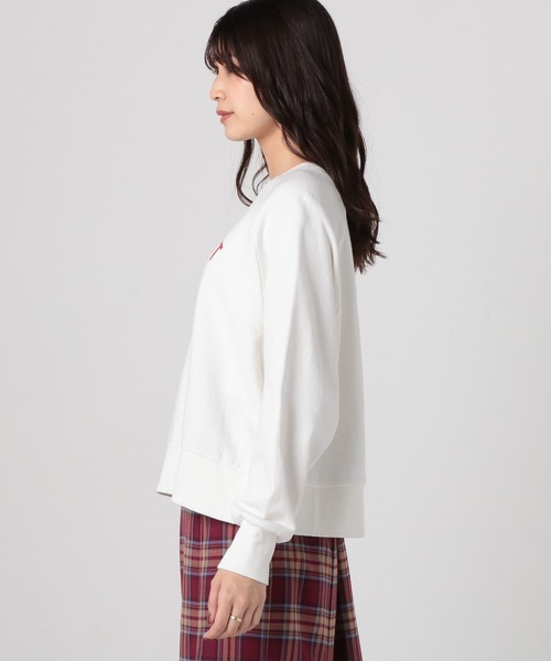 Honeys（ハニーズ）の「ショート丈ゆるトレーナー（スウェット・レディース・レッド/スミクロ/杢グレー/アイボリー・S/M/L）」の8枚目の写真