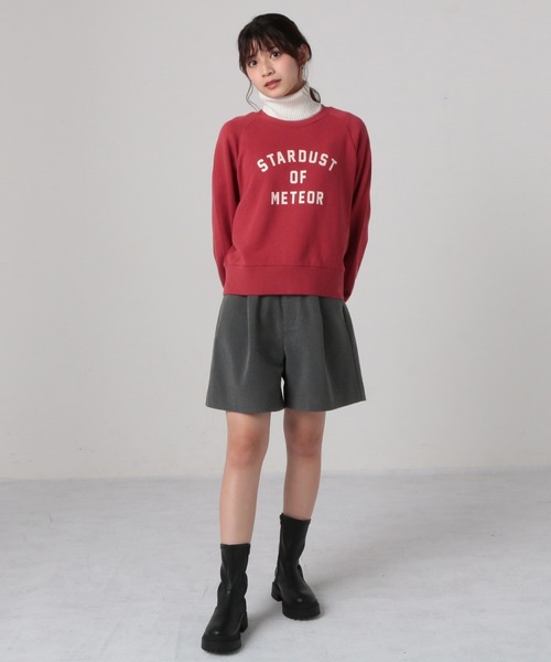 Honeys（ハニーズ）の「ショート丈ゆるトレーナー（スウェット・レディース・レッド/スミクロ/杢グレー/アイボリー・S/M/L）」の19枚目の写真