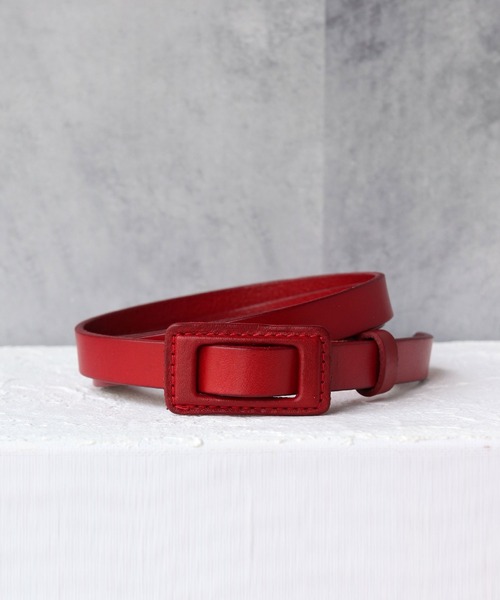 florist（フローリスト）の「【無段階調節可能】【本革】スクエアバックル細ベルト（ベルト・レディース・ダークブラウン/バーガンディー/ブラウン/レッド/グリーン/ブラック/ホワイト/ベージュ・FREE）」の7枚目の写真