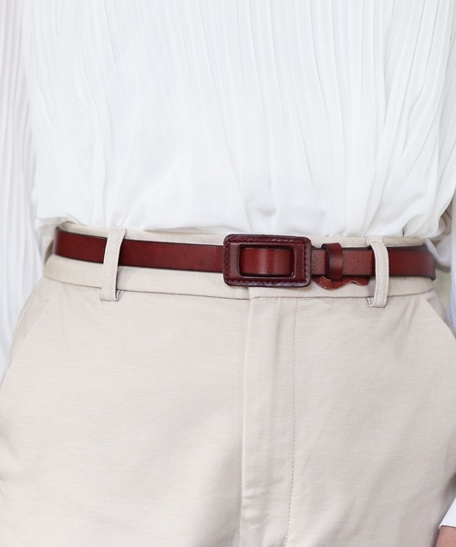 florist（フローリスト）の「【無段階調節可能】【本革】スクエアバックル細ベルト（ベルト・レディース・ダークブラウン/バーガンディー/ブラウン/レッド/グリーン/ブラック/ホワイト/ベージュ・FREE）」の10枚目の写真