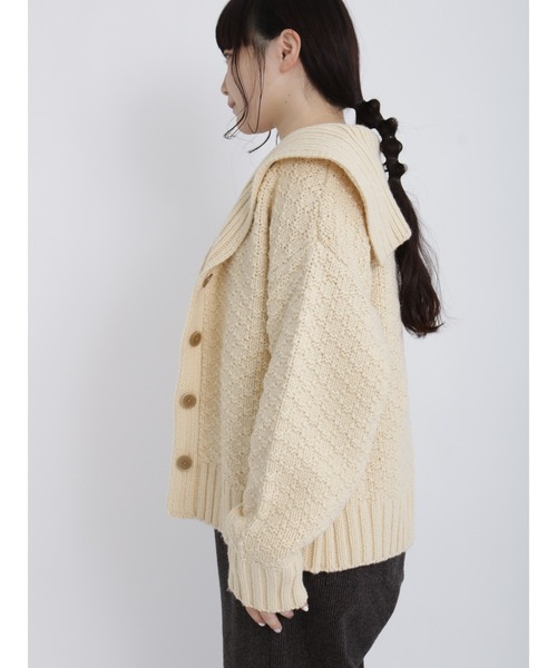 Samansa Mos2（サマンサ モスモス）の「【FROM ENGLAND】ブリティッシュウールセーラーカラーニット（ニット/セーター・レディース・ベージュ/チャコール/オフホワイト・ﾌﾘ-）」の10枚目の写真