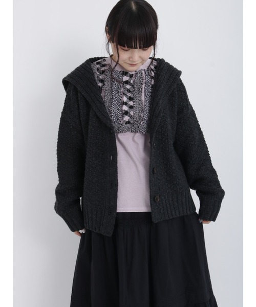 Samansa Mos2（サマンサ モスモス）の「【FROM ENGLAND】ブリティッシュウールセーラーカラーニット（ニット/セーター・レディース・ベージュ/チャコール/オフホワイト・ﾌﾘ-）」の6枚目の写真