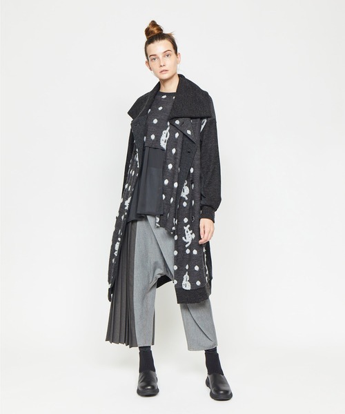 gomme（ゴム）の「鹿の子絞りドット　リブカラージャケット（その他アウター・レディース・チャコールグレー/ブラック・MEDIUM）」の13枚目の写真