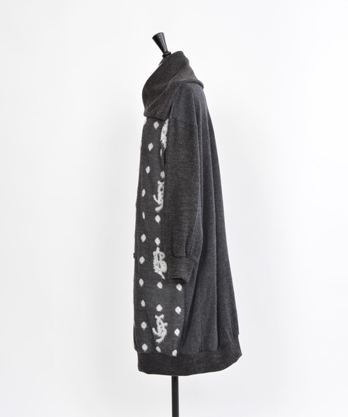 gomme（ゴム）の「鹿の子絞りドット　リブカラージャケット（その他アウター・レディース・チャコールグレー/ブラック・MEDIUM）」の11枚目の写真