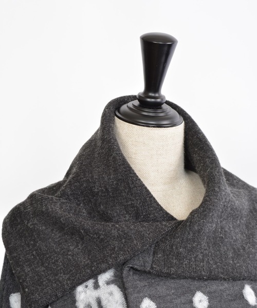 gomme（ゴム）の「鹿の子絞りドット　リブカラージャケット（その他アウター・レディース・チャコールグレー/ブラック・MEDIUM）」の16枚目の写真