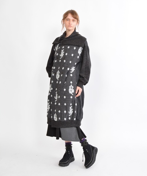 gomme（ゴム）の「鹿の子絞りドット　リブカラージャケット（その他アウター・レディース・チャコールグレー/ブラック・MEDIUM）」の8枚目の写真