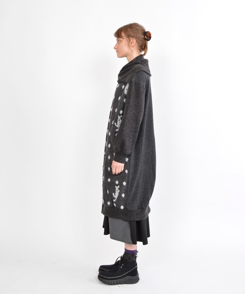 gomme（ゴム）の「鹿の子絞りドット　リブカラージャケット（その他アウター・レディース・チャコールグレー/ブラック・MEDIUM）」の4枚目の写真