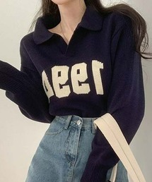 [BELLIDE MADE] ビンテージVネックレタリングニット