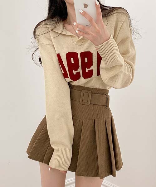 BEIDELLI（ベイデリー）の「[BELLIDE MADE] ビンテージVネックレタリングニット（ニット/セーター・レディース・アイボリー/グレー/ネイビー・FREE）」の8枚目の写真