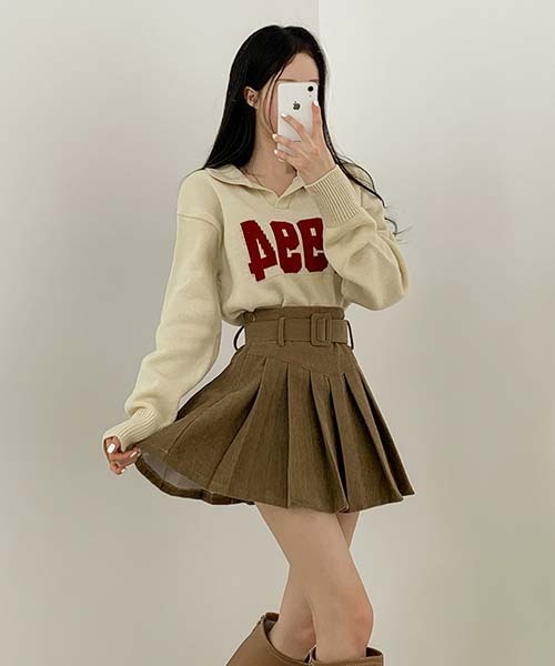 BEIDELLI（ベイデリー）の「[BELLIDE MADE] ビンテージVネックレタリングニット（ニット/セーター・レディース・アイボリー/グレー/ネイビー・FREE）」の6枚目の写真