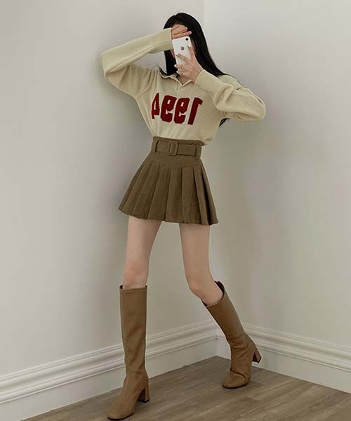 BEIDELLI（ベイデリー）の「[BELLIDE MADE] ビンテージVネックレタリングニット（ニット/セーター・レディース・アイボリー/グレー/ネイビー・FREE）」の5枚目の写真