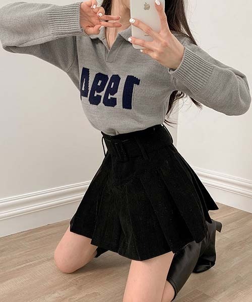 BEIDELLI（ベイデリー）の「[BELLIDE MADE] ビンテージVネックレタリングニット（ニット/セーター・レディース・アイボリー/グレー/ネイビー・FREE）」の19枚目の写真