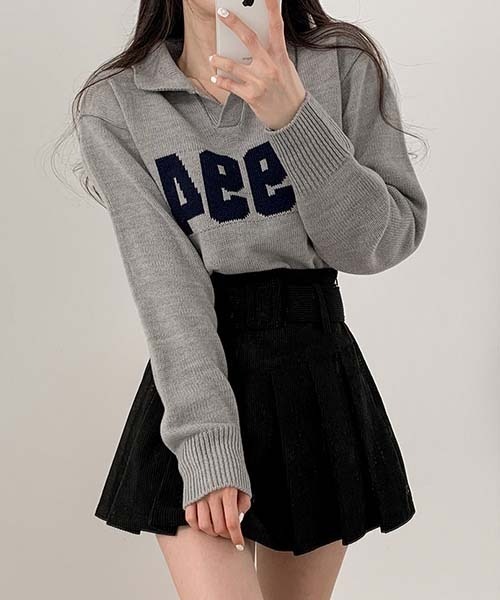 BEIDELLI（ベイデリー）の「[BELLIDE MADE] ビンテージVネックレタリングニット（ニット/セーター・レディース・アイボリー/グレー/ネイビー・FREE）」の20枚目の写真