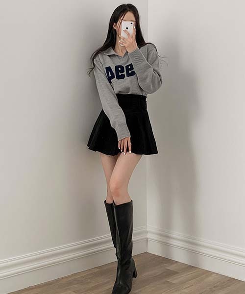 BEIDELLI（ベイデリー）の「[BELLIDE MADE] ビンテージVネックレタリングニット（ニット/セーター・レディース・アイボリー/グレー/ネイビー・FREE）」の18枚目の写真