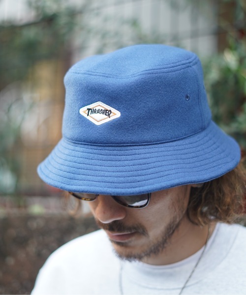 THRASHER（スラッシャー）の「DIAMOND LOGO MELTON BUCKET HAT/スラッシャーバケハ（ハット・メンズ・ブラック/ブラウン/ベージュ/ネイビー・FREE）」の8枚目の写真