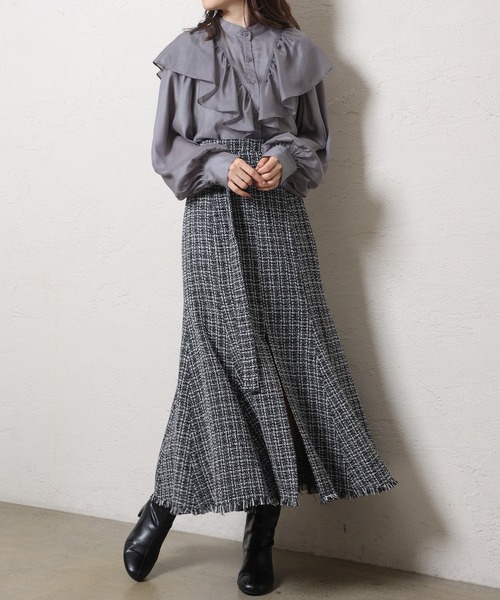 one after another NICE CLAUP（ワンアフターアナザーナイスクラップ）の「【ケープ襟取り外し可能】2wayフリルブラウス（シャツ/ブラウス・レディース・アイボリー/グレー/ブラック系その他/ホワイト系その他・FREE）」の8枚目の写真