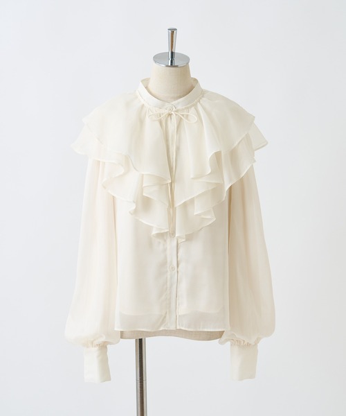 one after another NICE CLAUP（ワンアフターアナザーナイスクラップ）の「【ケープ襟取り外し可能】2wayフリルブラウス（シャツ/ブラウス・レディース・アイボリー/グレー/ブラック系その他/ホワイト系その他・FREE）」の10枚目の写真