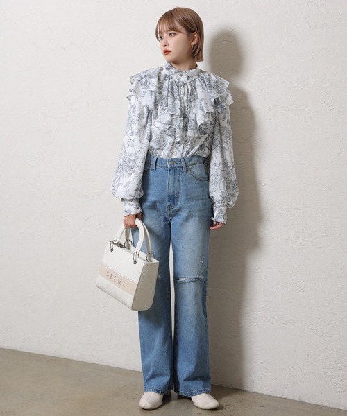 one after another NICE CLAUP（ワンアフターアナザーナイスクラップ）の「【ケープ襟取り外し可能】2wayフリルブラウス（シャツ/ブラウス・レディース・アイボリー/グレー/ブラック系その他/ホワイト系その他・FREE）」の6枚目の写真