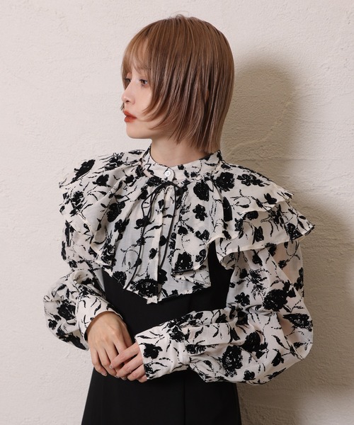 one after another NICE CLAUP（ワンアフターアナザーナイスクラップ）の「【ケープ襟取り外し可能】2wayフリルブラウス（シャツ/ブラウス・レディース・アイボリー/グレー/ブラック系その他/ホワイト系その他・FREE）」の12枚目の写真