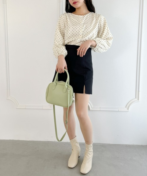 soor ploom ドット　ブラウス　6y 新品 セール】【23S/S 春夏新作】ドット柄ノーカラーブラウス（シャツ