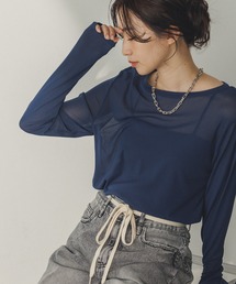 hunch（ハンチ）の「クルーネック シアートップス（Tシャツ/カットソー）」