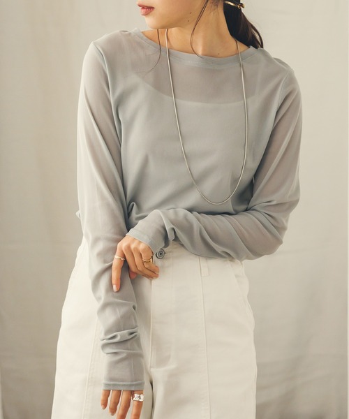 mame シアートップス　オスマンサス　サイズ2 最上もが】シアーギャザートップス（Tシャツ/カットソー