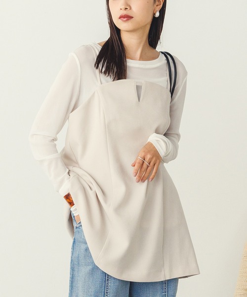 hunch(ハンチ)の「クルーネック シアートップス(Tシャツ/カットソー・レディース・ホワイト/ブラック/コーラル/ブルー/ライトグレー/ライム/ラベンダー/グレイッシュベージュ/ボルドー/グレイッシュブルー/アイボリー/チャコール/ネイビー/ライトブラウン/ピンク/ピンクベージュ/カーキ/ダークブラウン・FREE)」の22枚目の写真