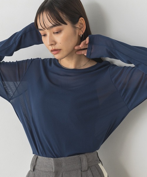 セール】クルーネック シアートップス（Tシャツ/カットソー
