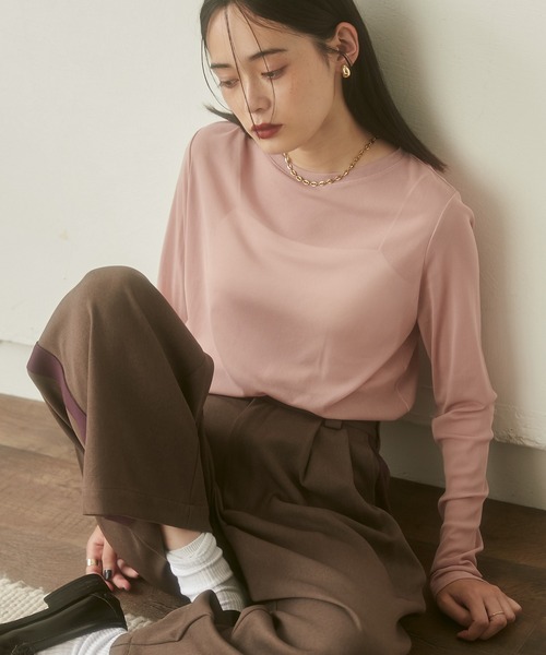 セール】クルーネック シアートップス（Tシャツ/カットソー