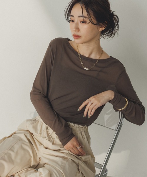 セール】クルーネック シアートップス（Tシャツ/カットソー）｜hunch