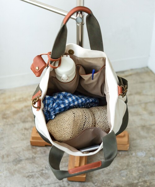 Ray BEAMS（レイビームス）の「toleur × Ray BEAMS / キャンバス メッシュ トートバッグ（トートバッグ・レディース・ブラック/オリーブ・ONE SIZE）」の6枚目の写真