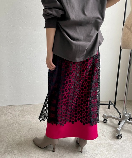 LHELBIE（レルビエ）の「レースレイヤード2WAYスカート（スカート・レディース・ブラック/オフホワイト・M）」の12枚目の写真