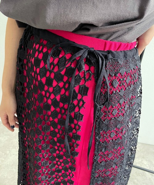 LHELBIE（レルビエ）の「レースレイヤード2WAYスカート（スカート・レディース・ブラック/オフホワイト・M）」の13枚目の写真