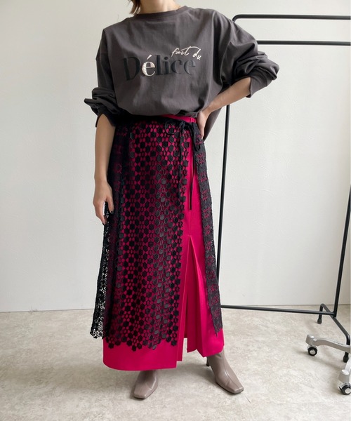 LHELBIE（レルビエ）の「レースレイヤード2WAYスカート（スカート・レディース・ブラック/オフホワイト・M）」の3枚目の写真