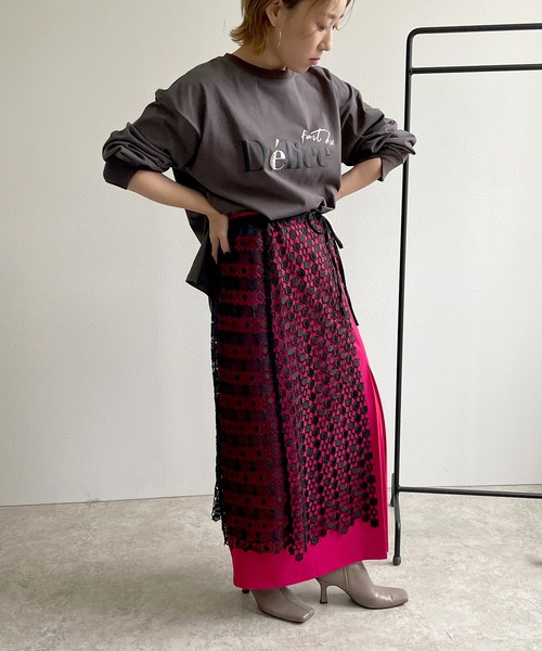 LHELBIE（レルビエ）の「レースレイヤード2WAYスカート（スカート・レディース・ブラック/オフホワイト・M）」の7枚目の写真