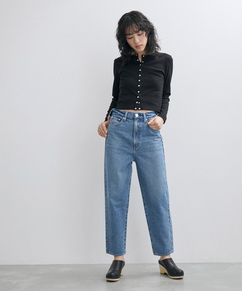 agnes b.（アニエスベー）の「【agnes b. pour ADAM ET ROPE'】RIB CD PRESSIONS（カーディガン/ボレロ・レディース・ブラック/オフホワイト・S）」の4枚目の写真