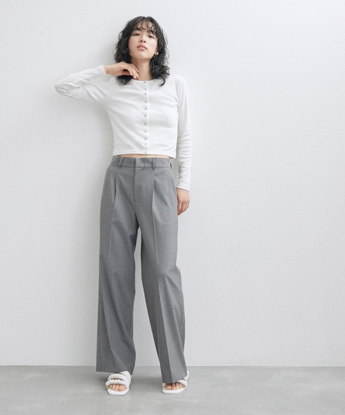 agnes b.（アニエスベー）の「【agnes b. pour ADAM ET ROPE'】RIB CD PRESSIONS（カーディガン/ボレロ・レディース・ブラック/オフホワイト・S）」の5枚目の写真