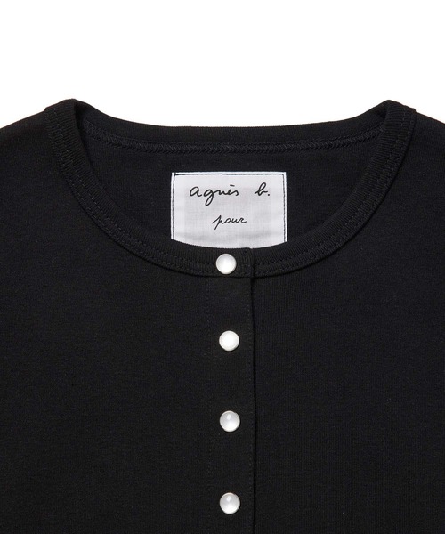 agnes b.（アニエスベー）の「【agnes b. pour ADAM ET ROPE'】RIB CD PRESSIONS（カーディガン/ボレロ・レディース・ブラック/オフホワイト・S）」の9枚目の写真