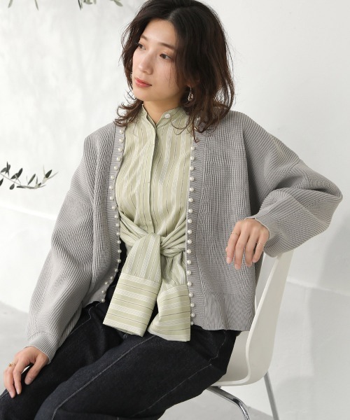 値下げ完売ADORE⭐️パールニットカーディガン　グレー パールニットカーディガン（5314270921） | ADORE (Women