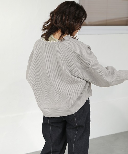 Bou Jeloud（ブージュルード）の「パール付ドルマンニットカーディガン（カーディガン/ボレロ・レディース・ライトグレー/ライトブルー/ブラック・FREE）」の18枚目の写真