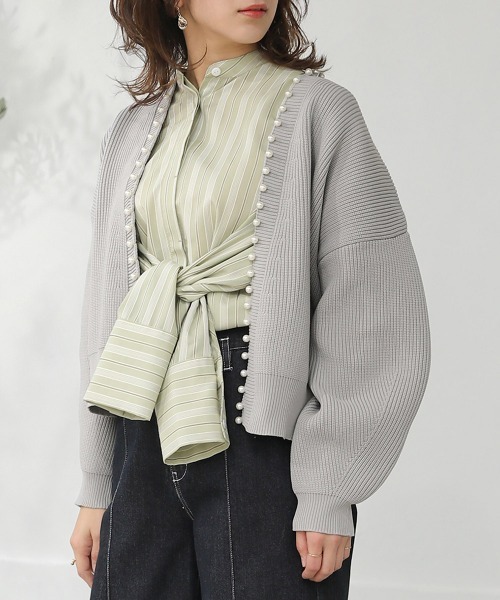 Bou Jeloud（ブージュルード）の「パール付ドルマンニットカーディガン（カーディガン/ボレロ・レディース・ライトグレー/ライトブルー/ブラック・FREE）」の20枚目の写真