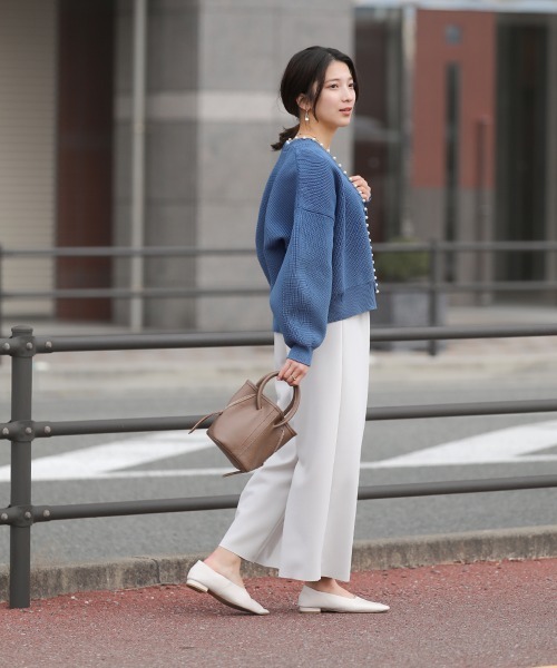 Bou Jeloud（ブージュルード）の「パール付ドルマンニットカーディガン（カーディガン/ボレロ・レディース・ライトグレー/ライトブルー/ブラック・FREE）」の8枚目の写真